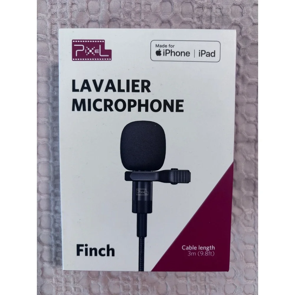 Pixel Lavalier Microphone iPhone iPad Lightning Omnidirectional 10ft Clip-On Mic